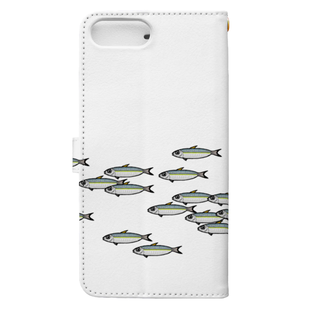 魚長～UoChou～のウルメイワシの群れロール柄 Book-Style Smartphone Case :back