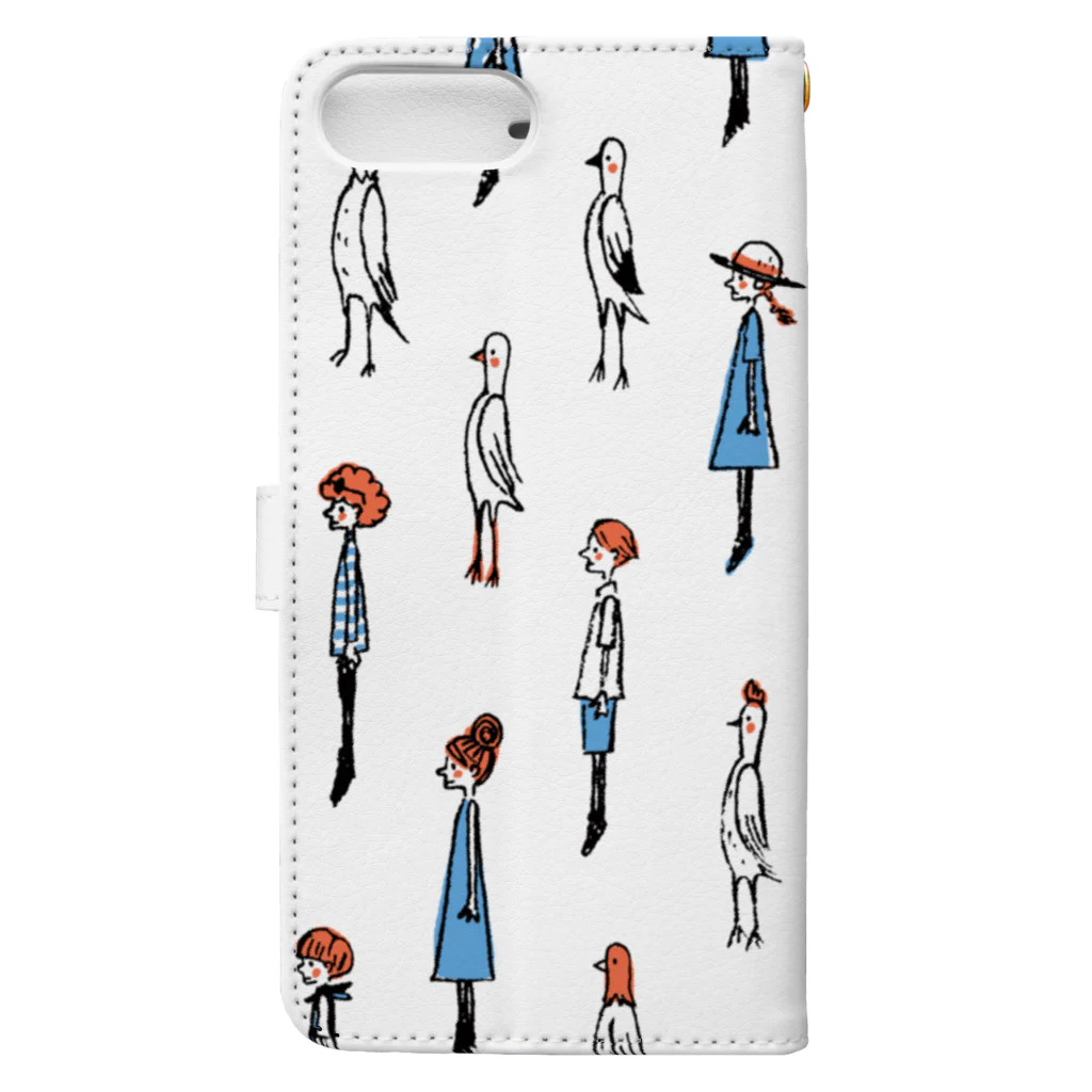 てら ねこグッズのI WISH I WERE A BIRD.青い服 Book-Style Smartphone Case :back