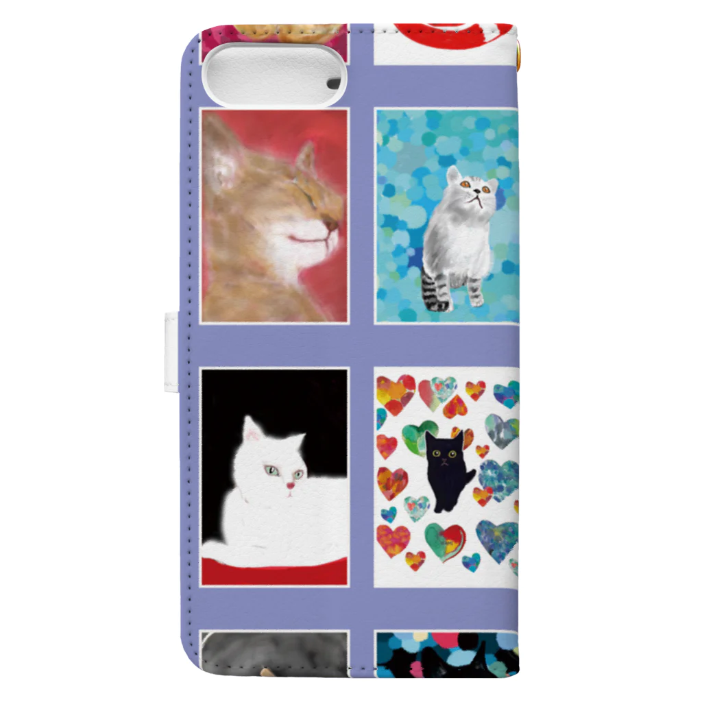 WAMI ARTの猫の窓藤色 Book-Style Smartphone Case :back