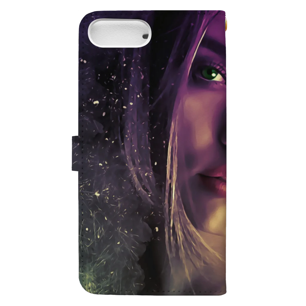 Fred HorstmanのBeautiful woman with purple hair and dark brown eyes  紫色の髪と濃い茶色の目を持つ美しい女性 Book-Style Smartphone Case :back