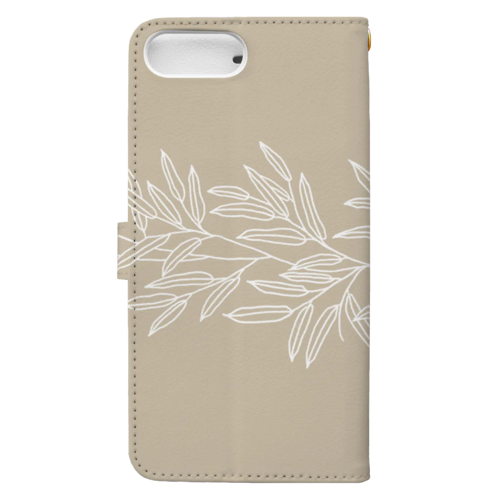 UsamaruのElegnt Leaves - brown Book-Style Smartphone Case :back