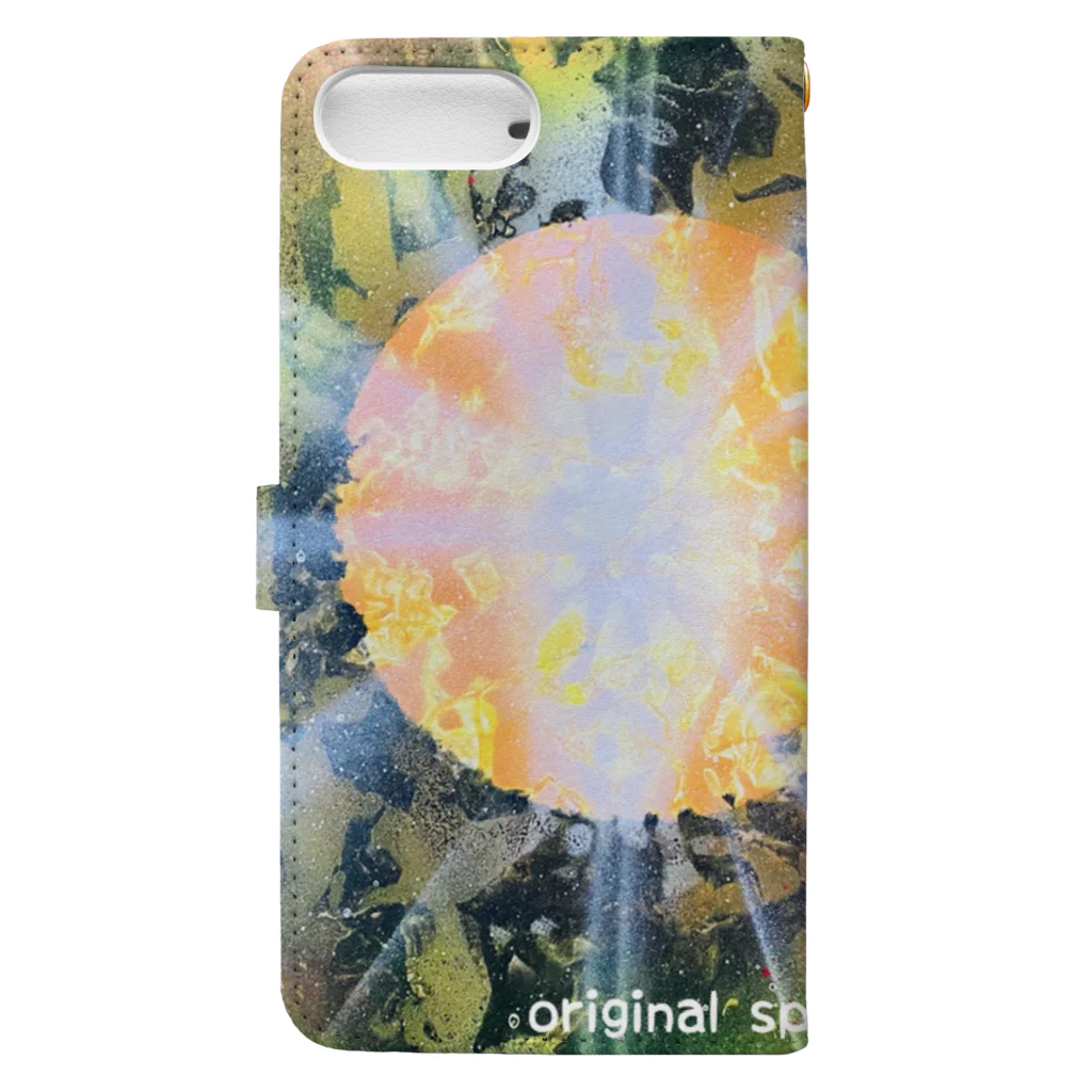 小さな宇宙工房おっちーの【NO.7 happiness〜original spray art〜】 Book-Style Smartphone Case :back