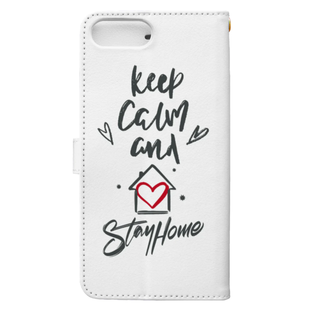 シェアメディカルブランドショップのKeep Calm and Stay Home 手帳型スマホケースの裏面