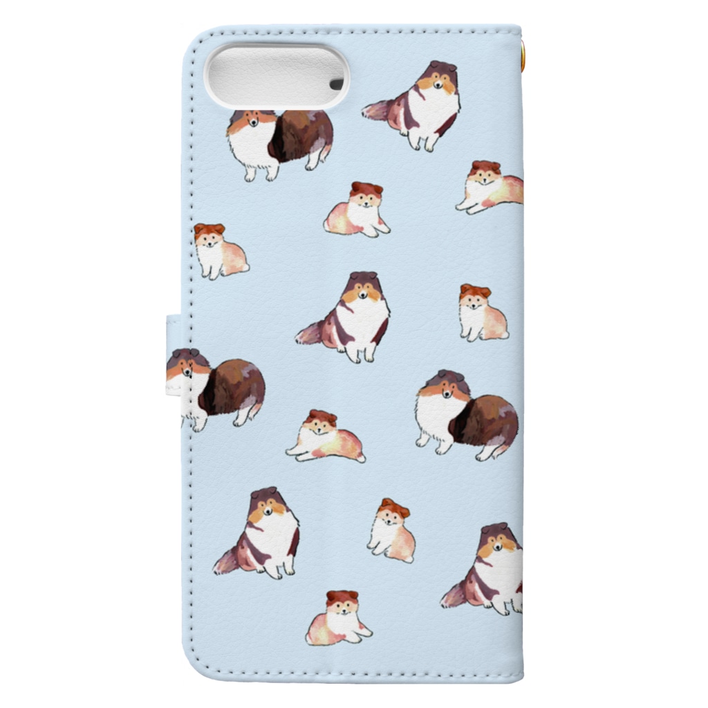 ずっこ（zucco.)のシェルティのおやこ Book-Style Smartphone Case :back