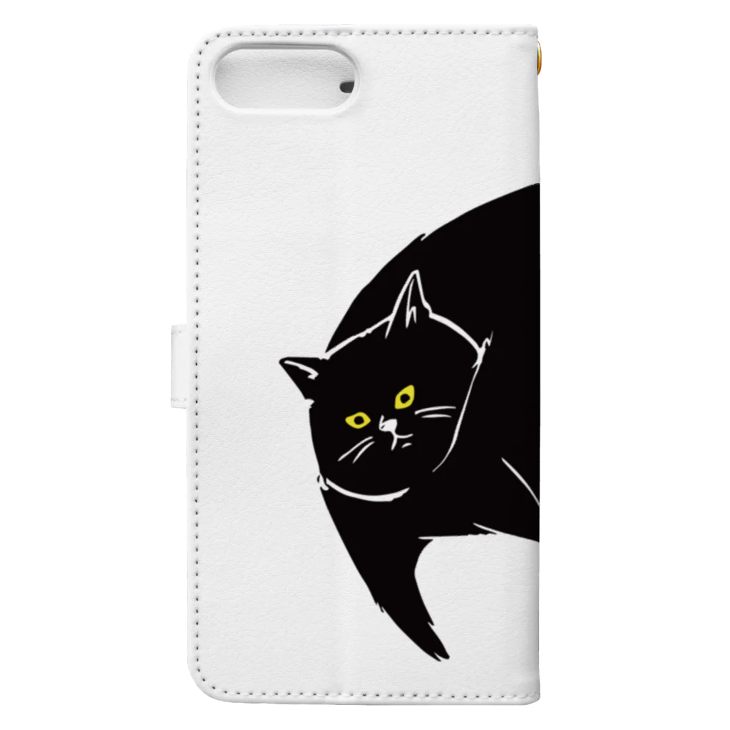 タバタ画房のふてぶてしいクロねこ Book-Style Smartphone Case :back