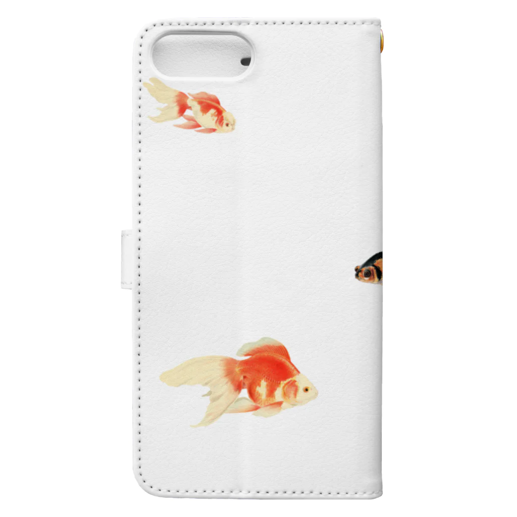 海賊猫 cocoの『夏祭り』 夏 琉金 金魚 金魚すくい 浮世絵 Book-Style Smartphone Case :back