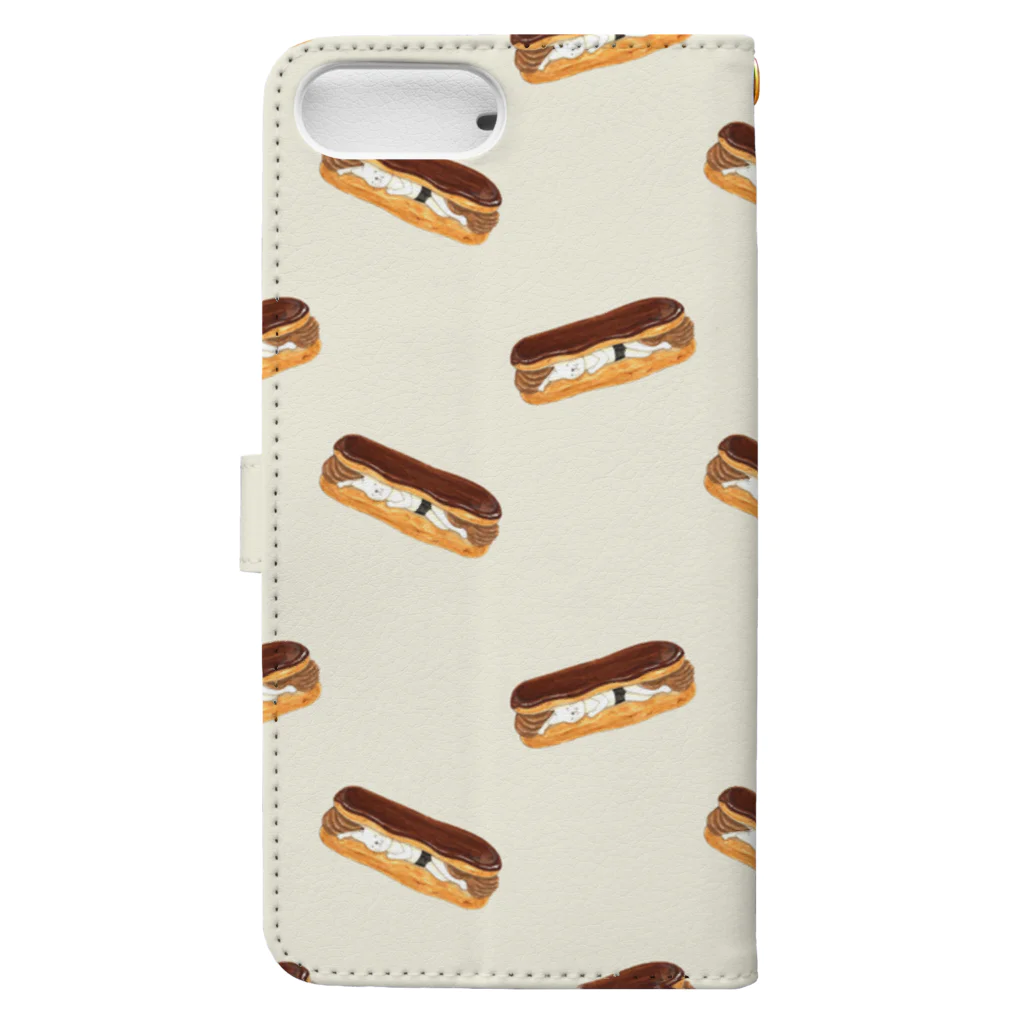 FWAFWA house+のネコぱんとエクレア  Book-Style Smartphone Case :back