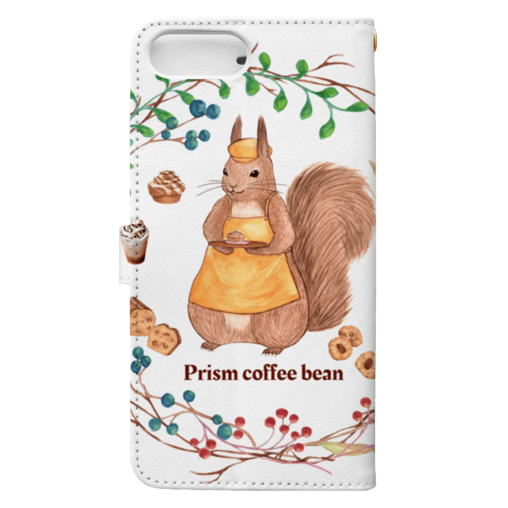 Prism coffee beanの森の木の実のボタニカルカフェ 手帳型スマホケースの裏面