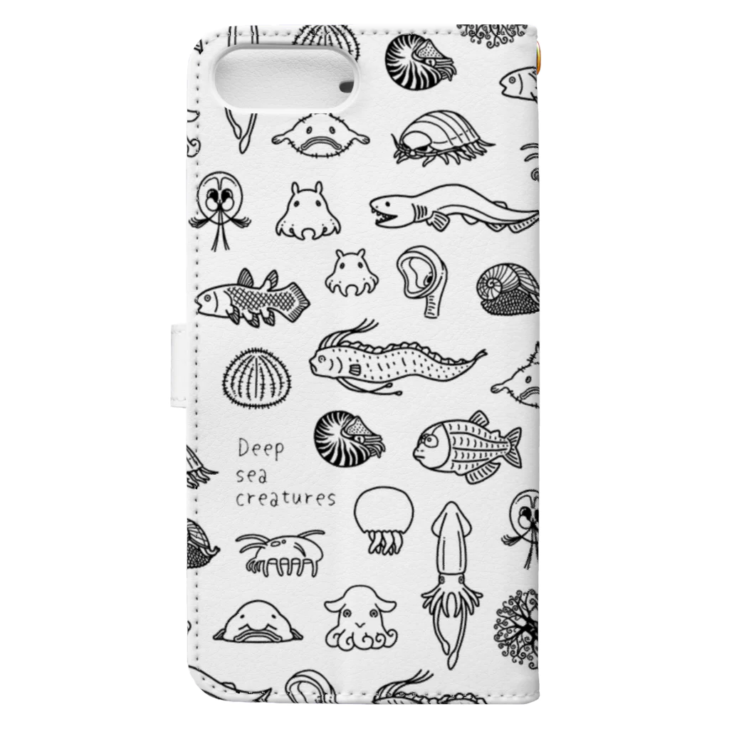 深海Collectiteの深海生物集合（ライン）白 Book-Style Smartphone Case :back