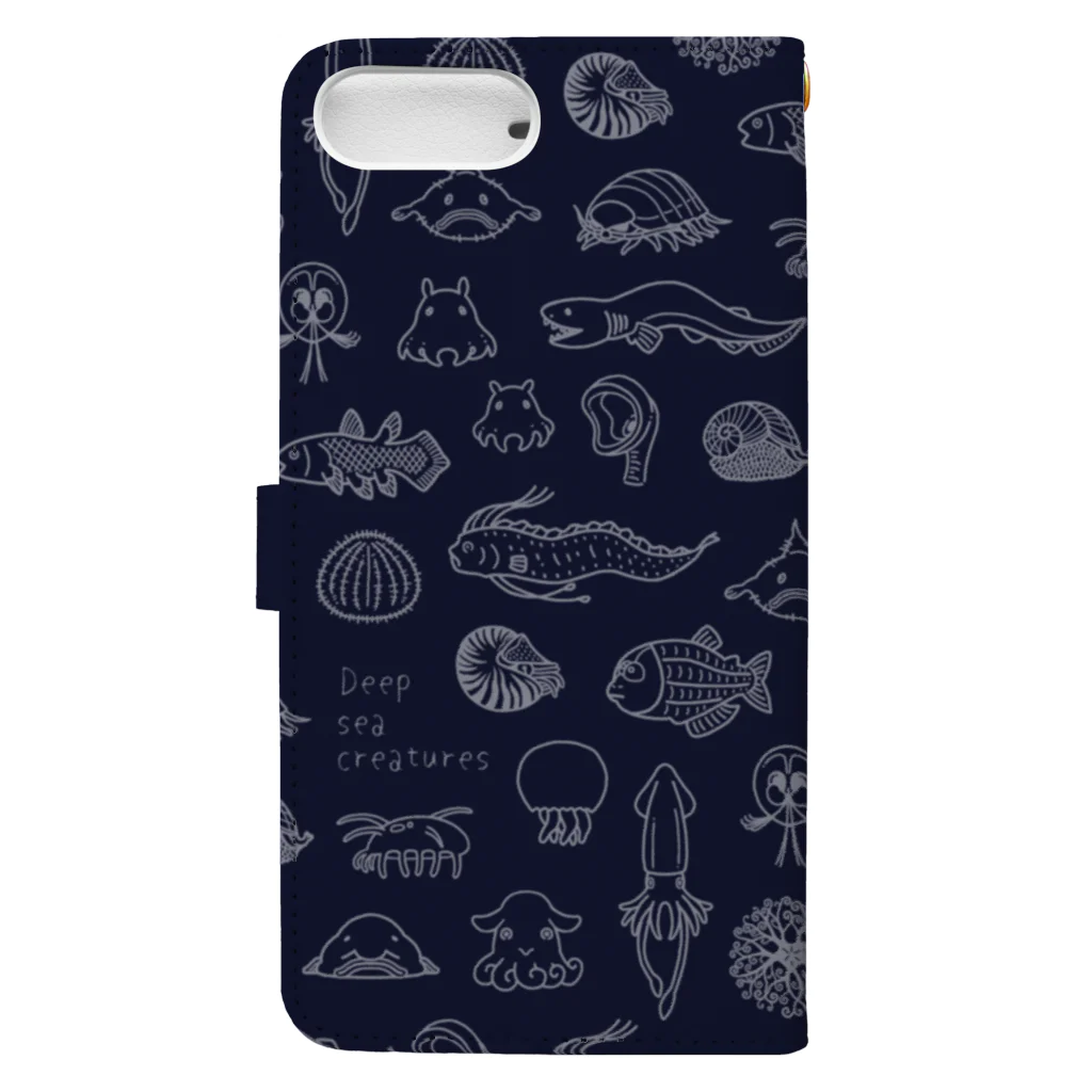 深海Collectiteの深海生物集合（ライン）ネイビー Book-Style Smartphone Case :back