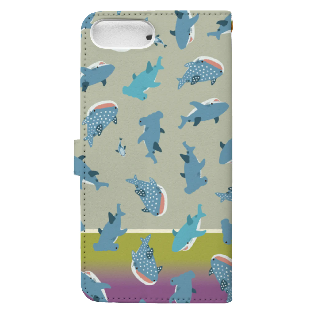ヤム烈のサメのスマホケース Book-Style Smartphone Case :back