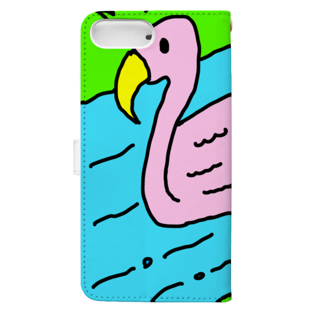 マクマク屋のお絵かきの白鳥のHAKUCHO！！ Book-Style Smartphone Case :back