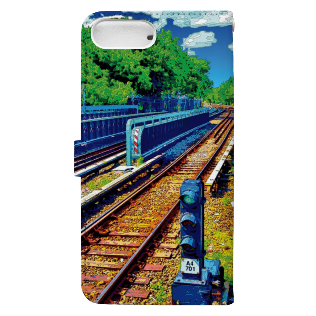 GALLERY misutawoのアメリカ ニューヨーク市の線路 Book-Style Smartphone Case :back