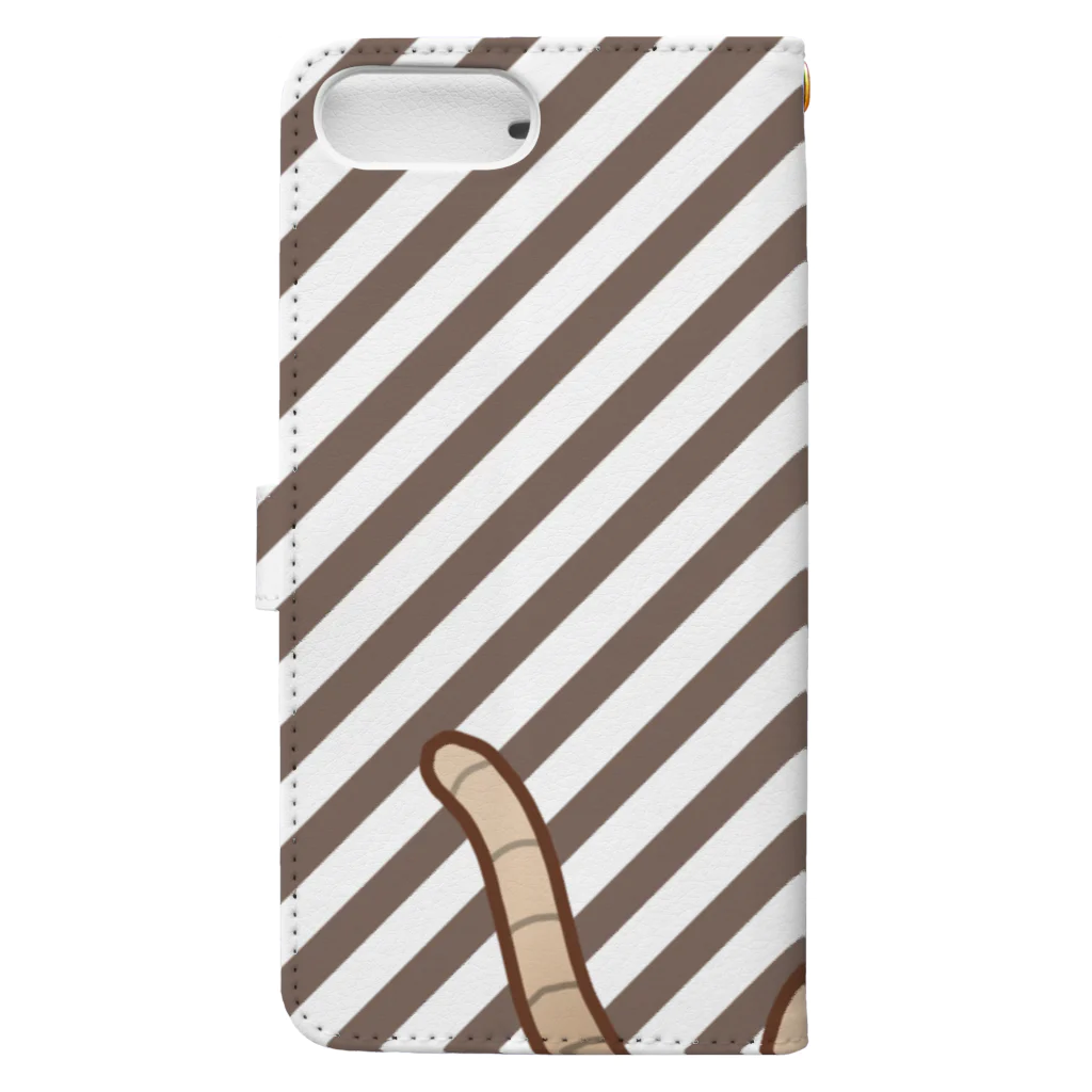 かわいいもののおみせ　いそぎんちゃくのお魚にゃーバージョン２　茶白　ブラウンストライプ Book-Style Smartphone Case :back