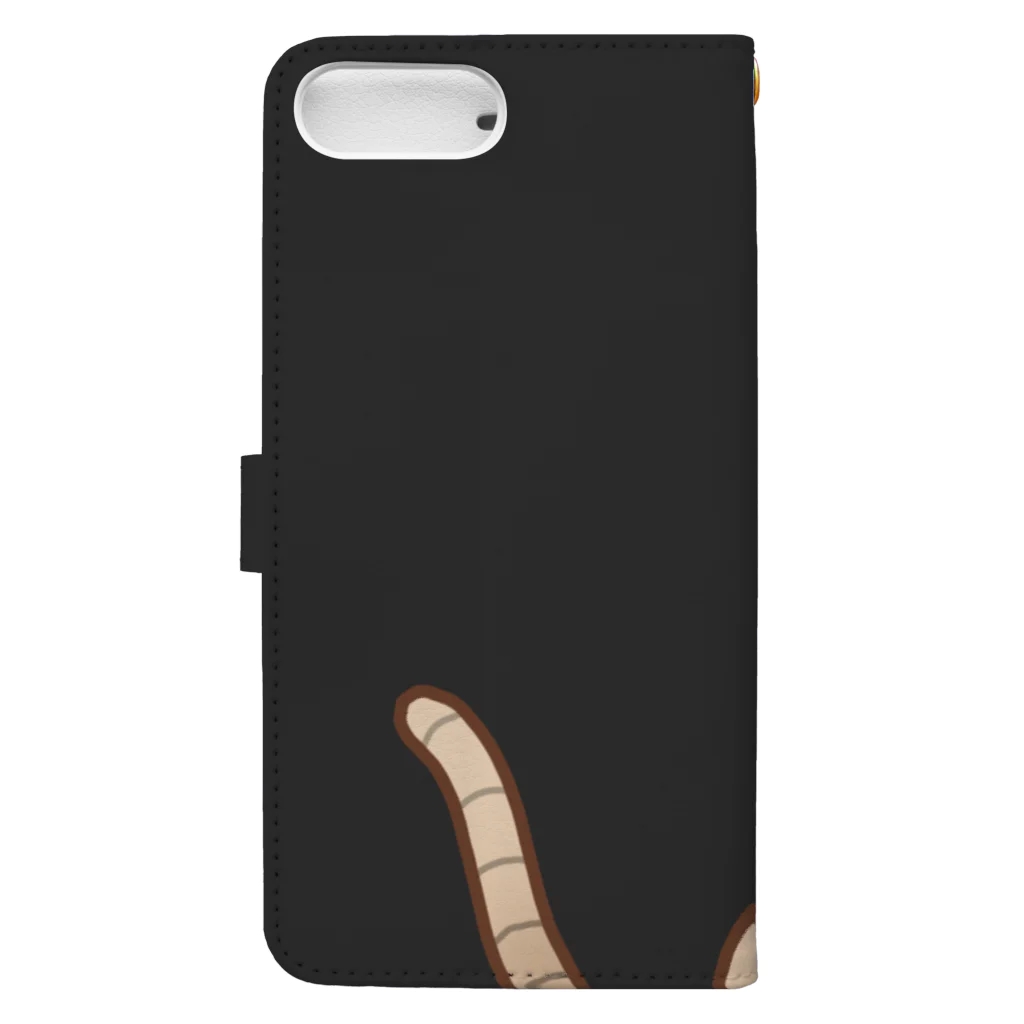 かわいいもののおみせ　いそぎんちゃくのお魚にゃーバージョン２　茶白　ブラック Book-Style Smartphone Case :back