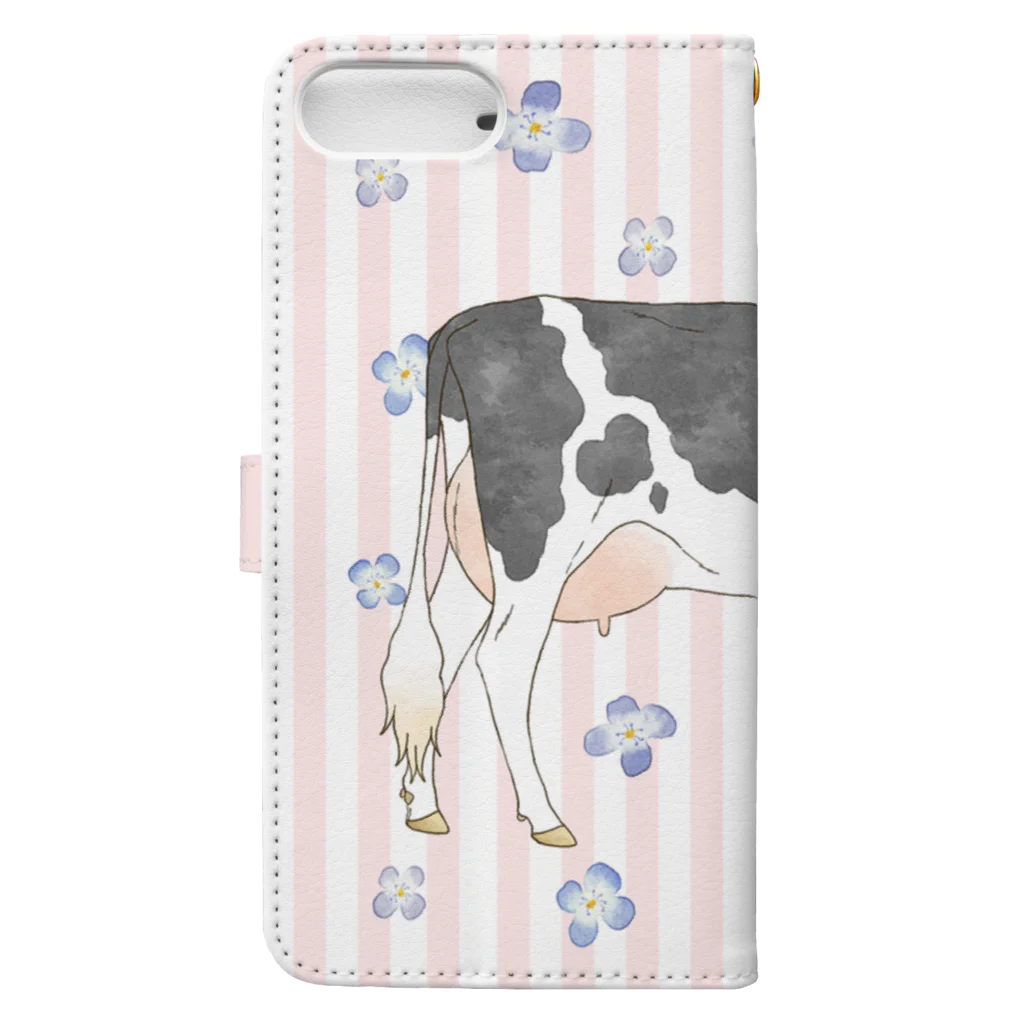 牛絵屋の水彩うし２手帳型ケースその２ Book-Style Smartphone Case :back