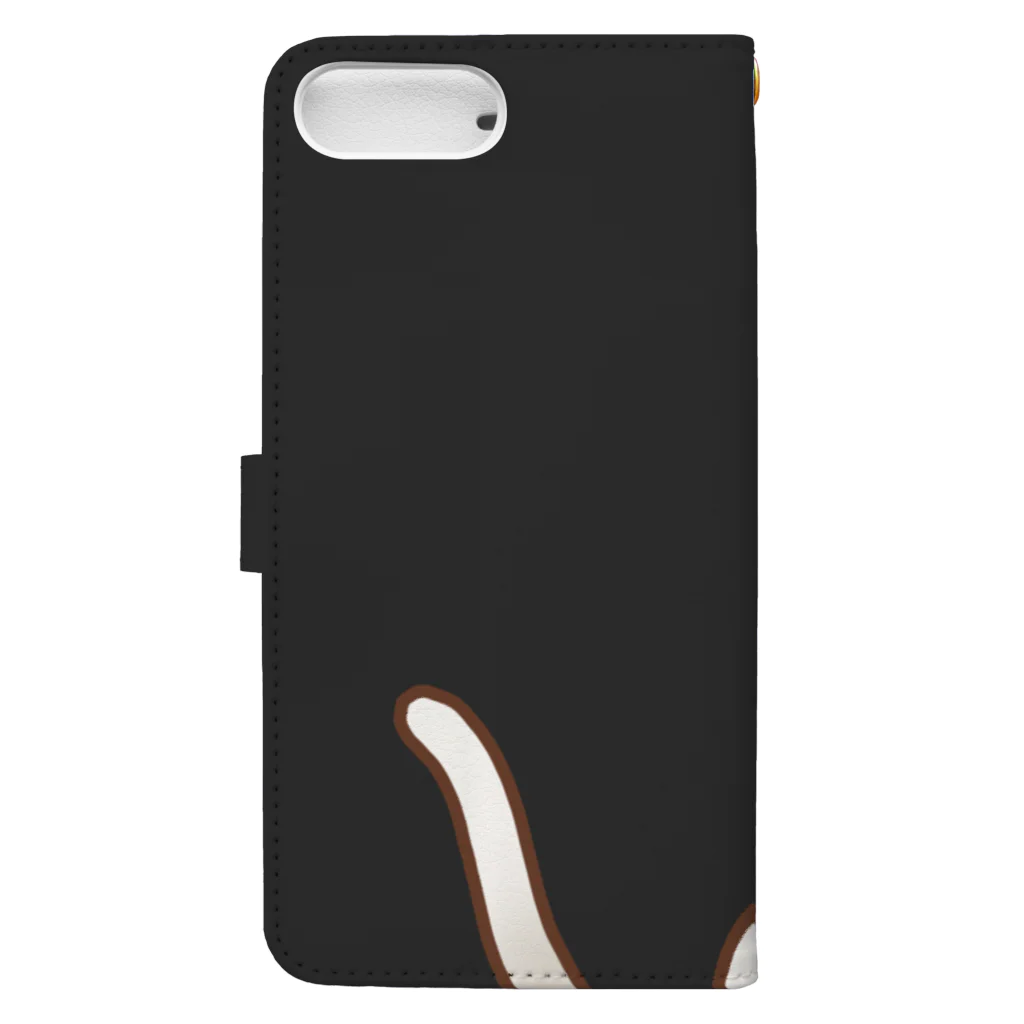 かわいいもののおみせ　いそぎんちゃくのお魚にゃーバージョン２　白猫　ブラック Book-Style Smartphone Case :back