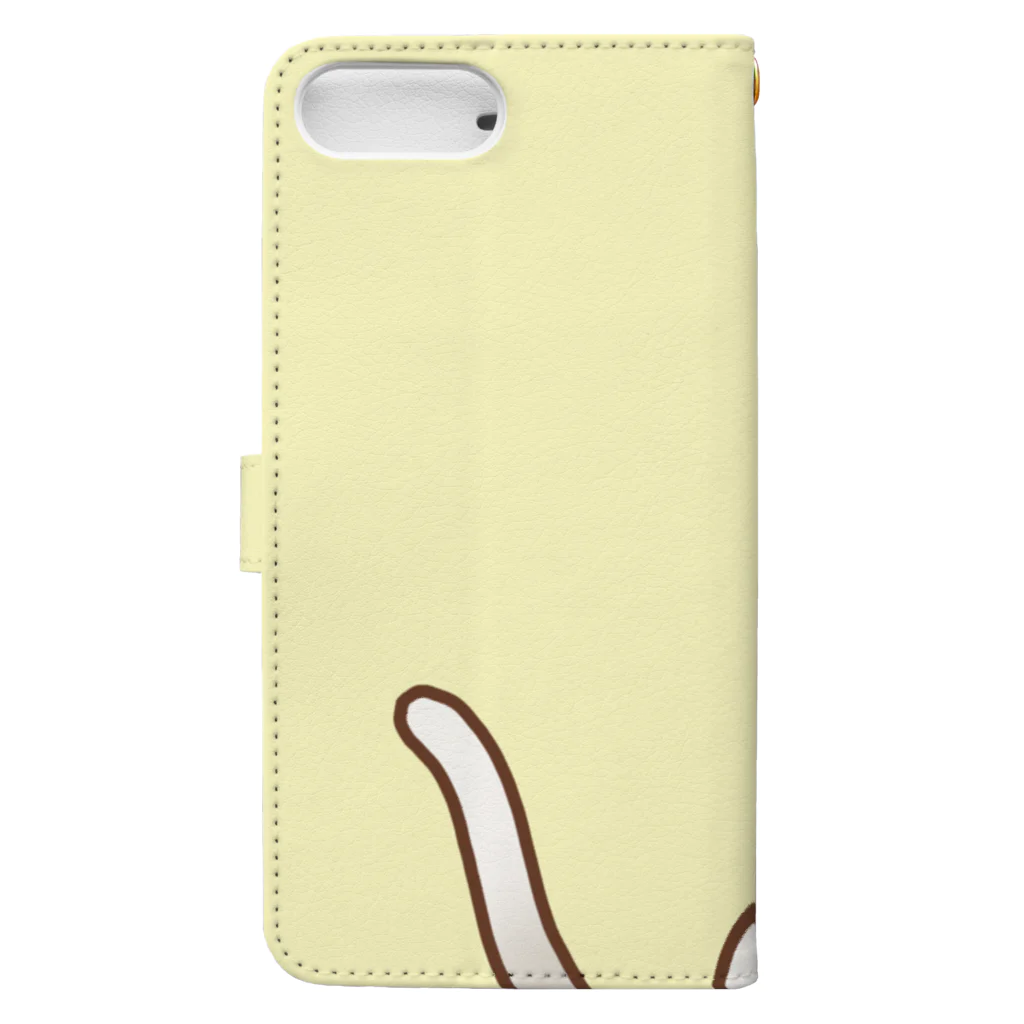 かわいいもののおみせ　いそぎんちゃくのお魚にゃーバージョン２　白猫　イエロー Book-Style Smartphone Case :back
