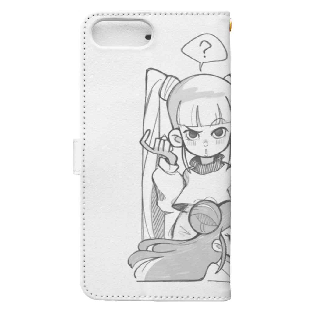 はくさいの直売所のSketch Girl(モノクロ) Book-Style Smartphone Case :back