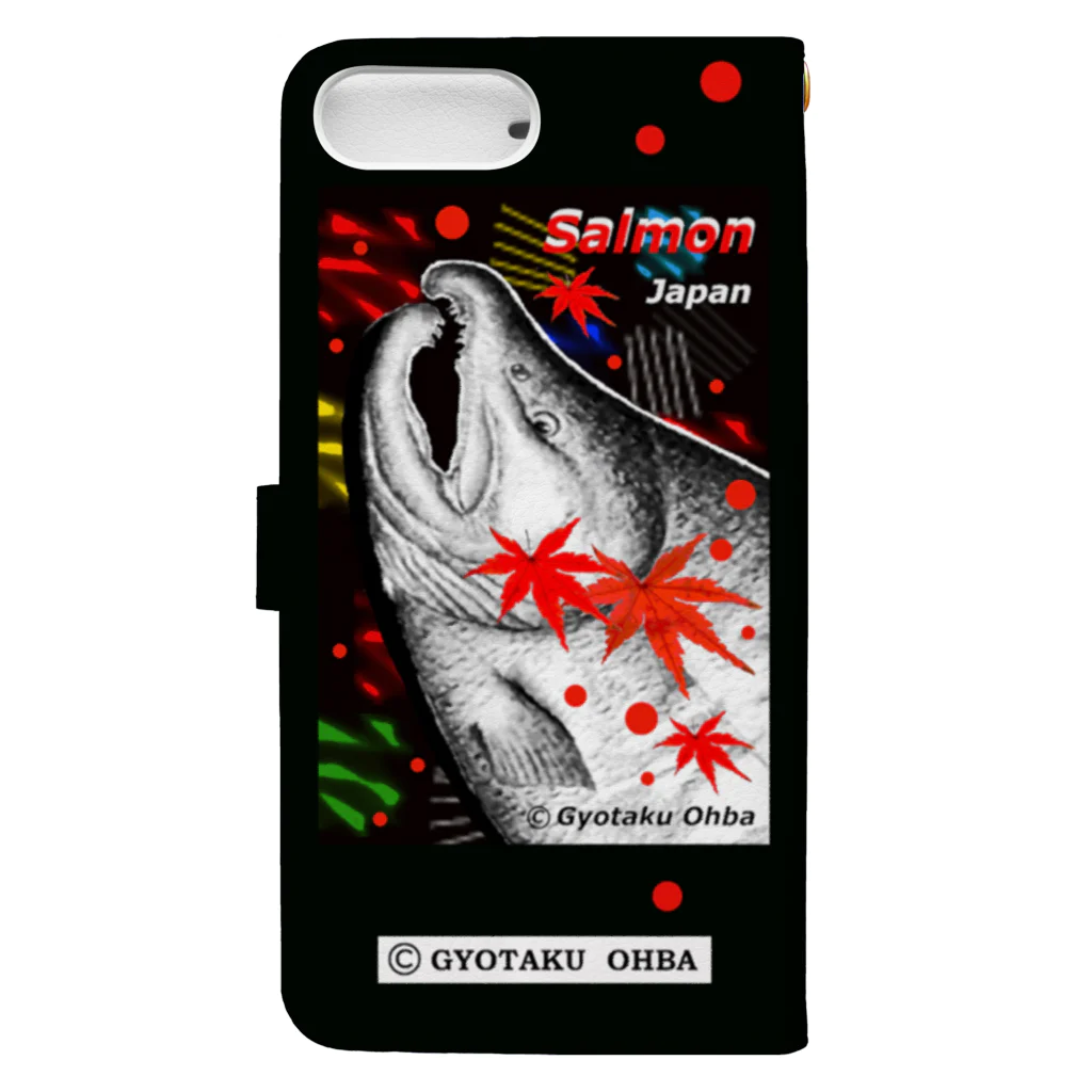 G-HERRINGの鮭！（SALMON；もみじ；桜）（門別；Salmon）あらゆる生命たちへ感謝をささげます。 Book-Style Smartphone Case :back