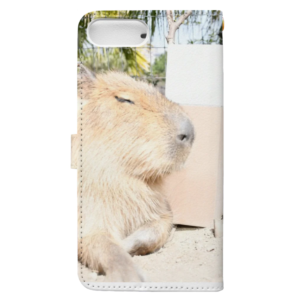 動物天使のまったり…ひなたぼっこ（カピバラ） Book-Style Smartphone Case :back