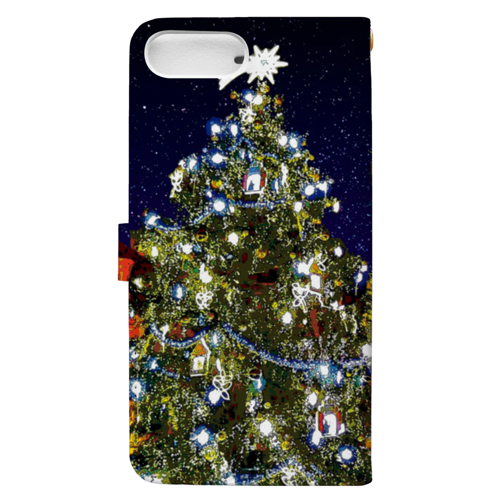 GALLERY misutawoのプラハ 夜のクリスマスツリーとティーン教会 Book-Style Smartphone Case :back