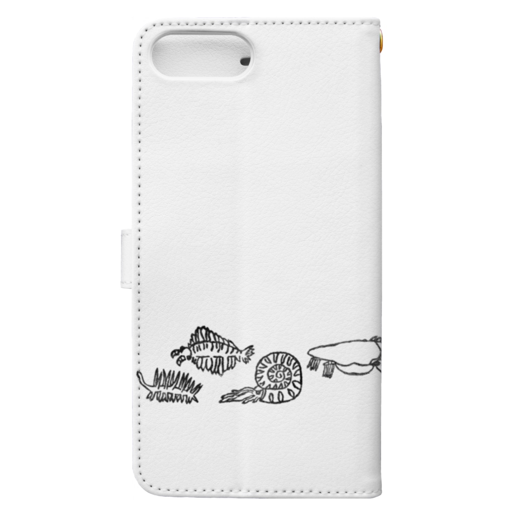 はんこや　ののの長く並ぶ古代生物 Book-Style Smartphone Case :back