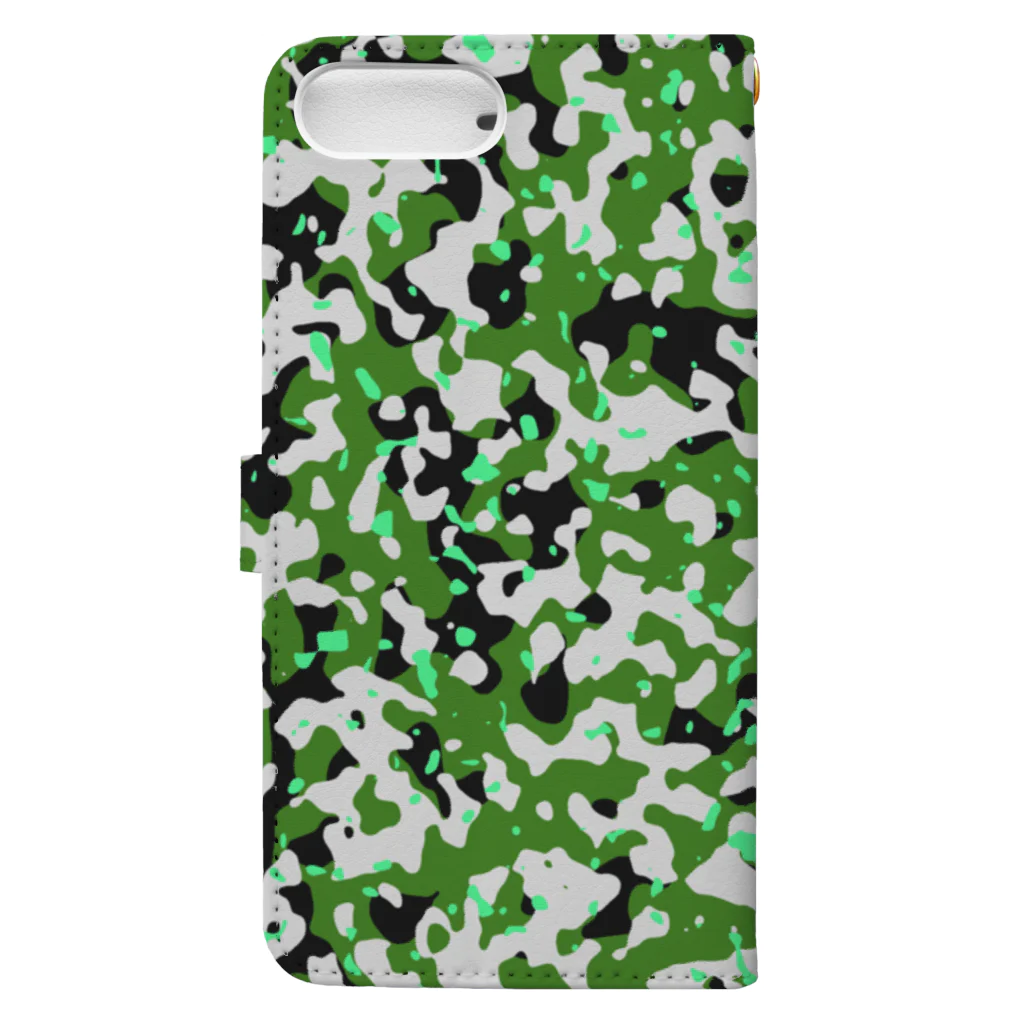 Military Casual LittleJoke のCamo AGR Green アグレッサー迷彩 緑色 サバゲー装備 Book-Style Smartphone Case :back