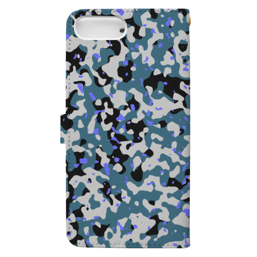 Military Casual LittleJoke のCamo AGR Blue アグレッサー迷彩 青色 手帳型スマホケースの裏面