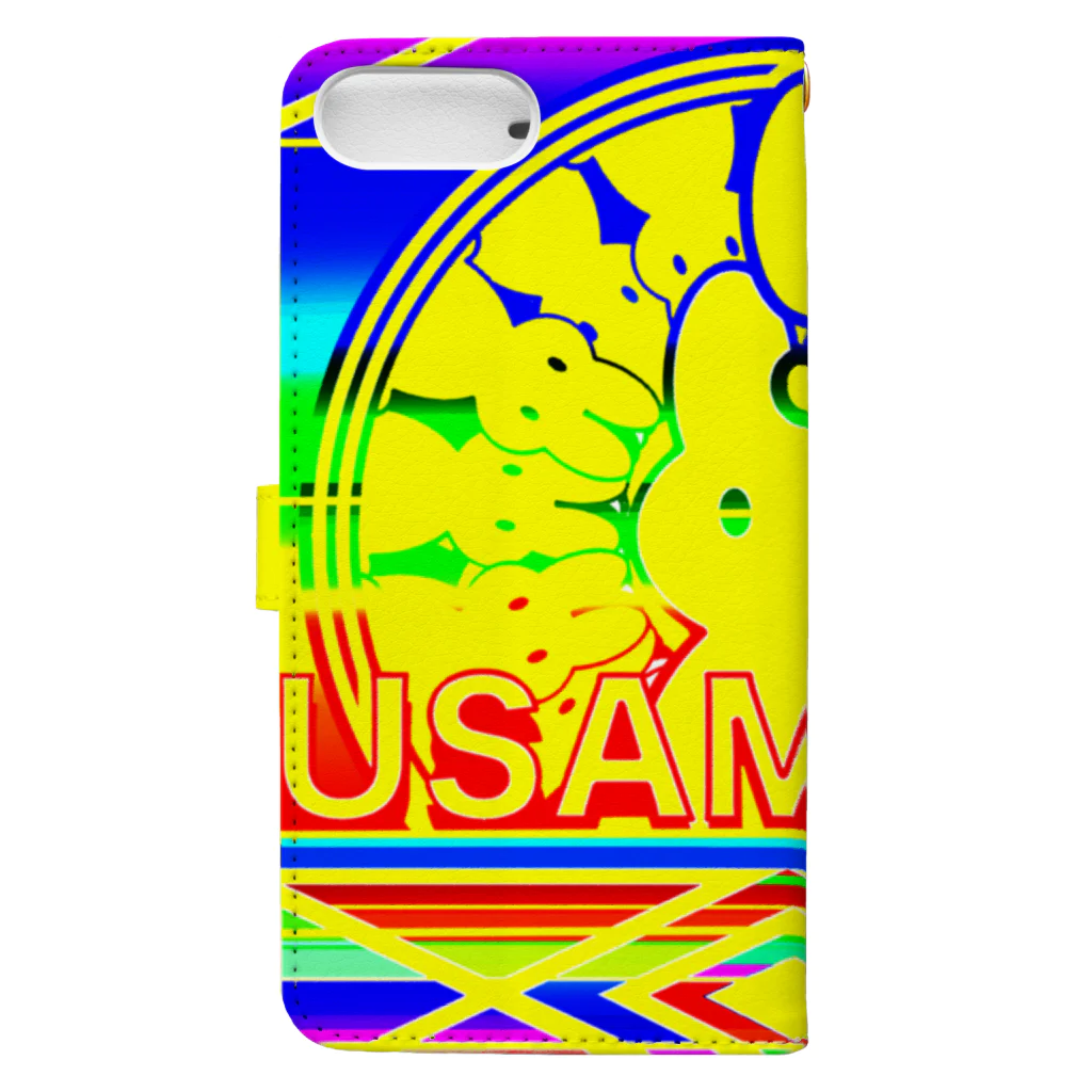 ✨🌈✨ユラクラカン🇯🇵 ✨🌈✨の🌟🌈USAMEITA! rainbow🌟yellow gold オーシャン🌈🌟 手帳型スマホケースの裏面