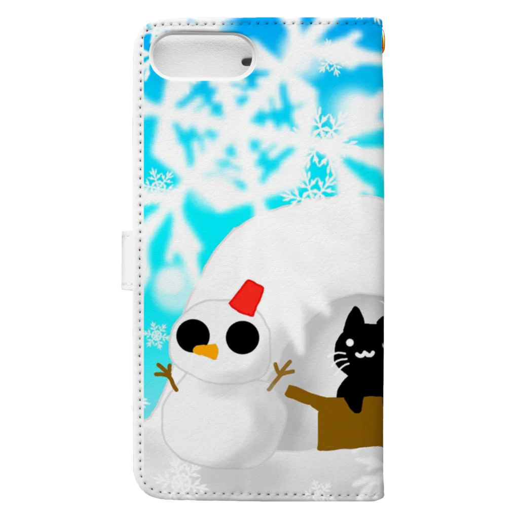 くろねこさんのくろねこさんと雪だるま Book-Style Smartphone Case :back