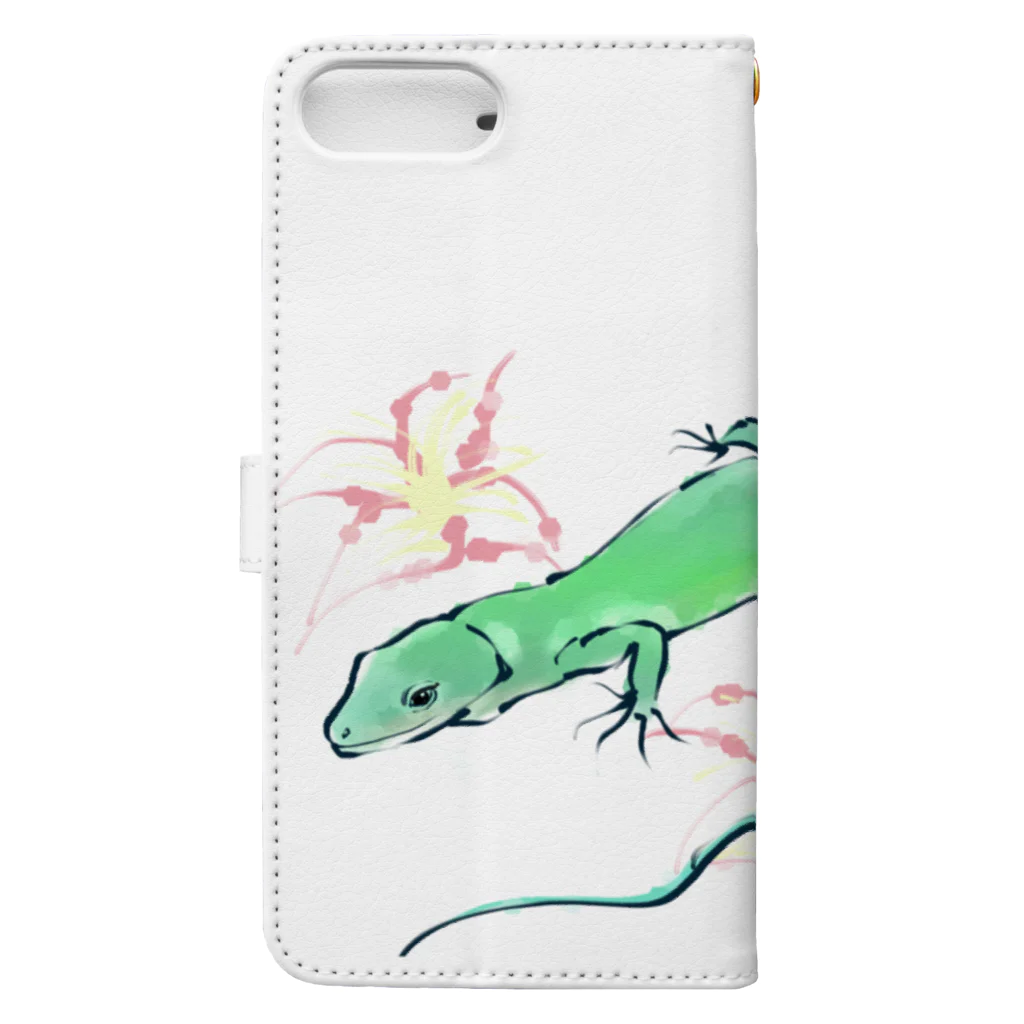 Sumireptiles🐍__爬虫類・生き物グッズのミドリガストロカナヘビ ver.2 Book-Style Smartphone Case :back