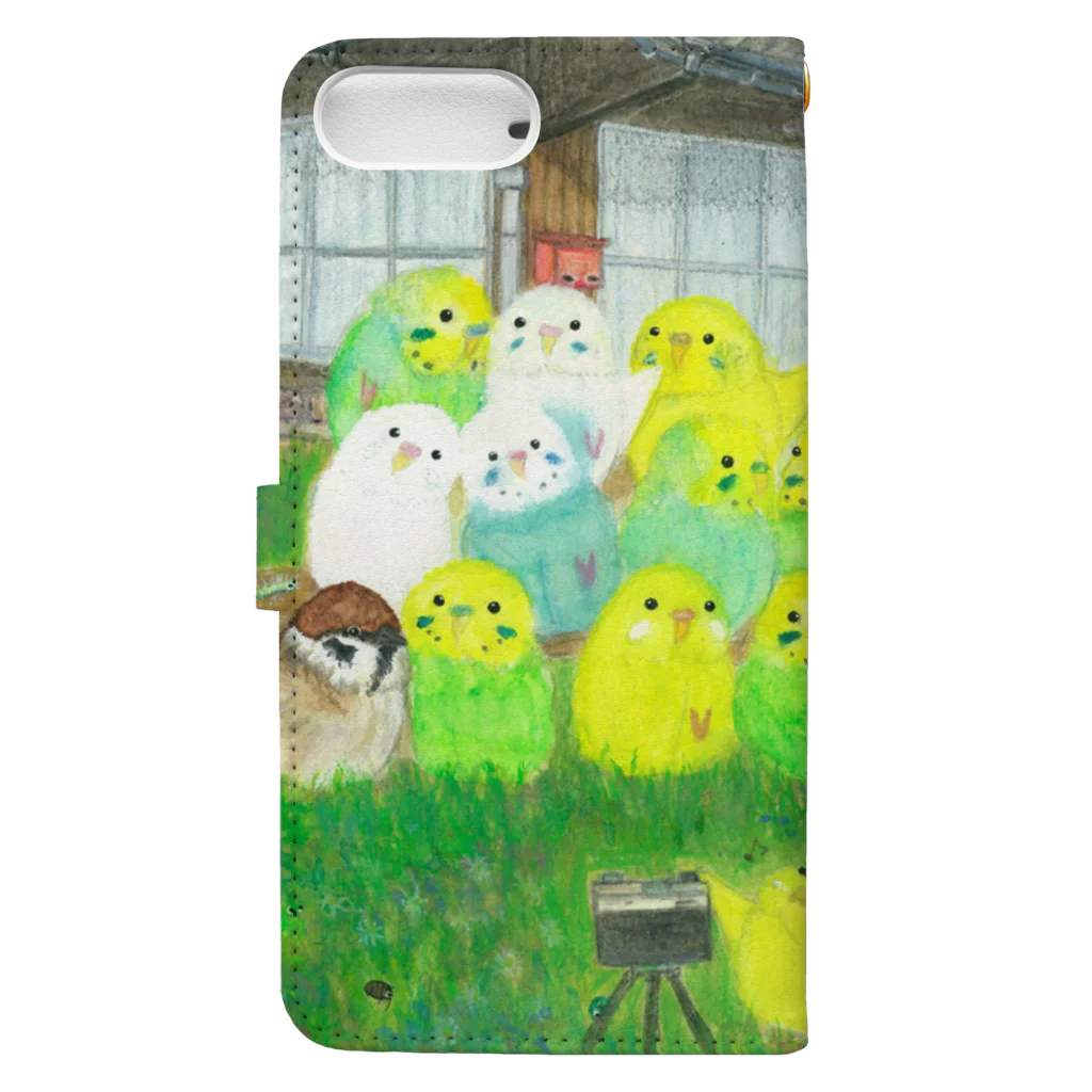 yuuwa sachi のインコ集合写真 Book-Style Smartphone Case :back