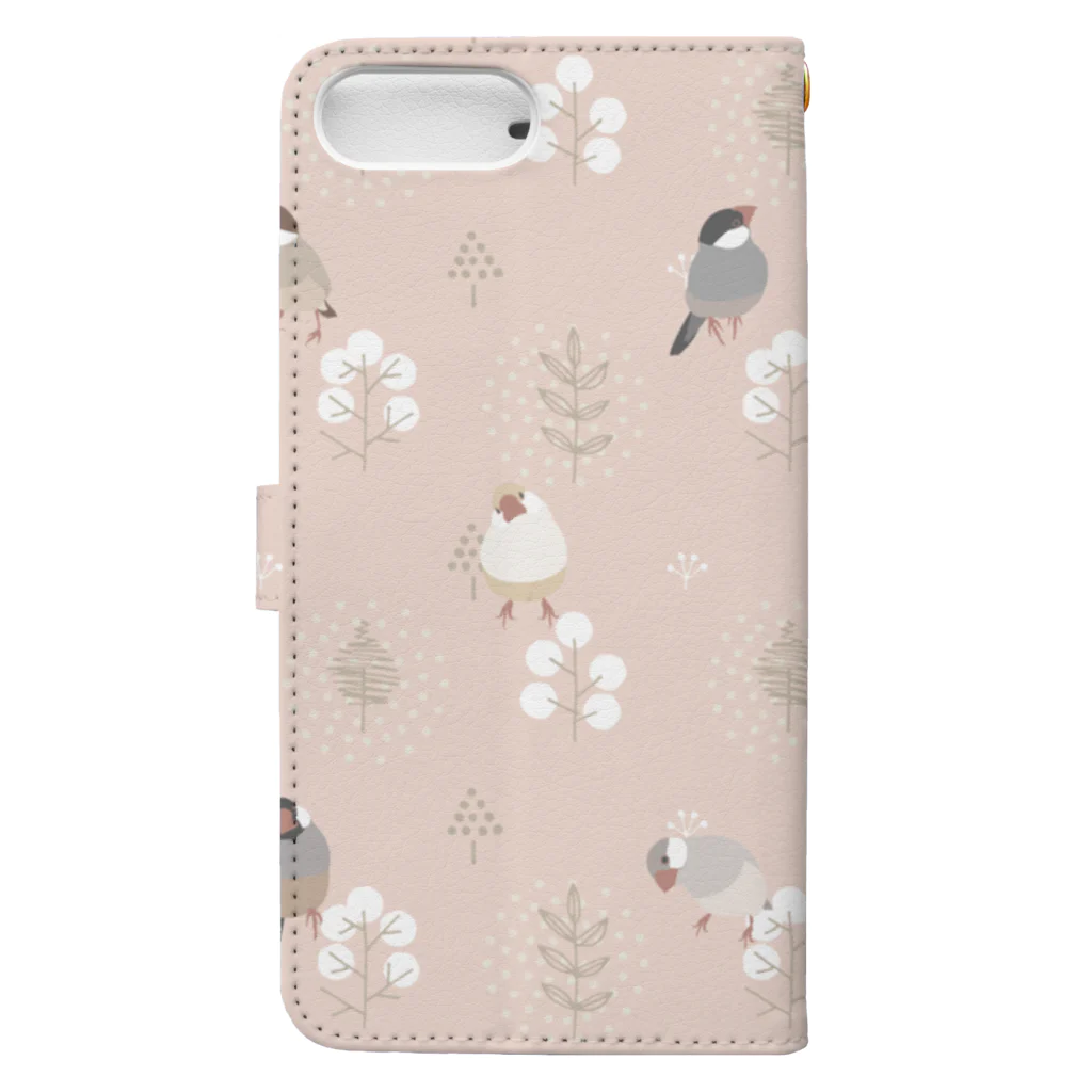 文鳥株式☆会社の文鳥さん　ピンク Book-Style Smartphone Case :back