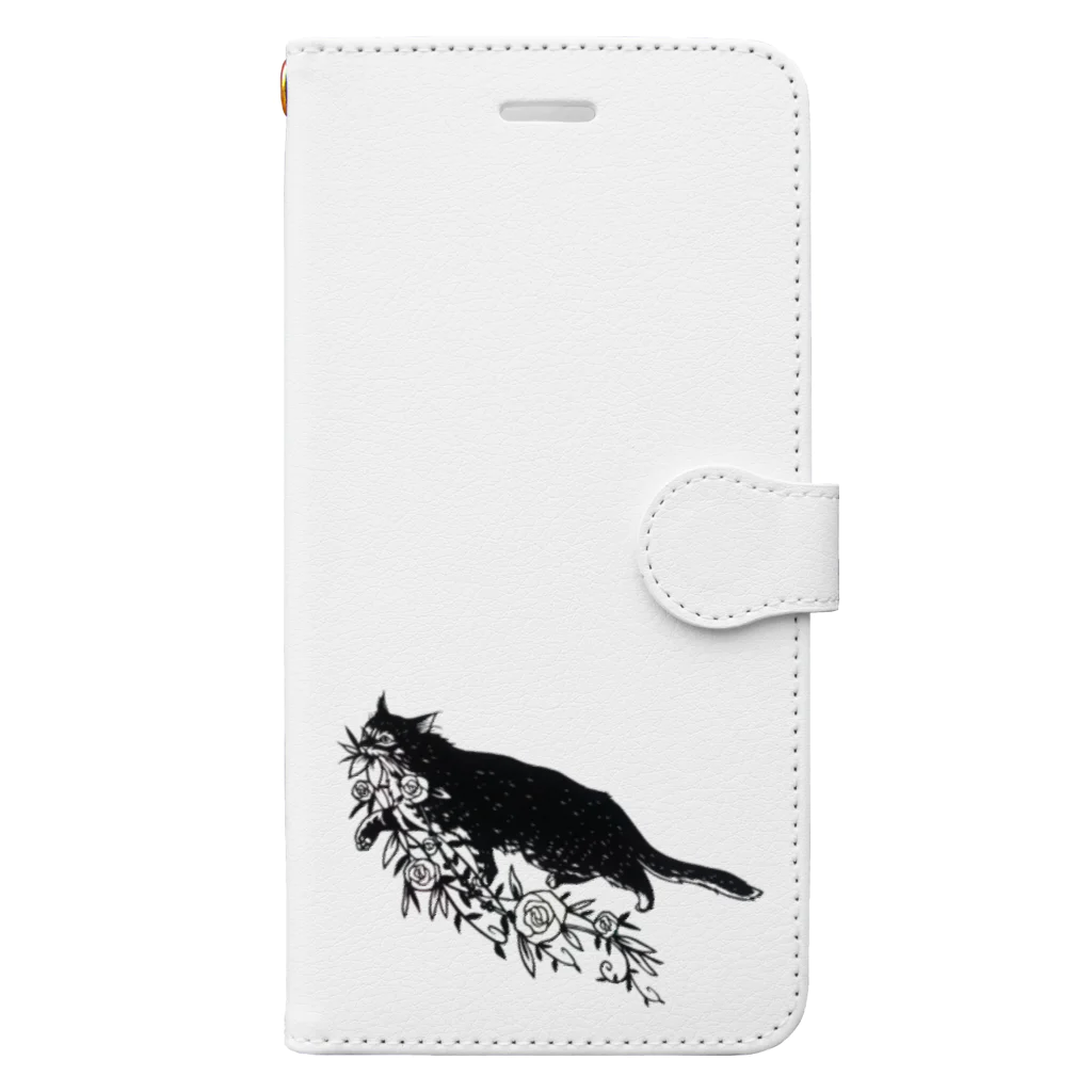 切り絵草太の花咥え猫 Book-Style Smartphone Case