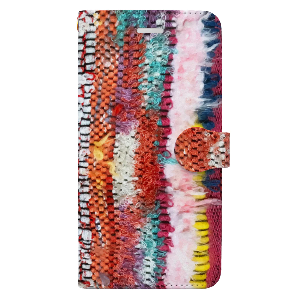 303companyのさをり織りカラフルもこもこ Book-Style Smartphone Case