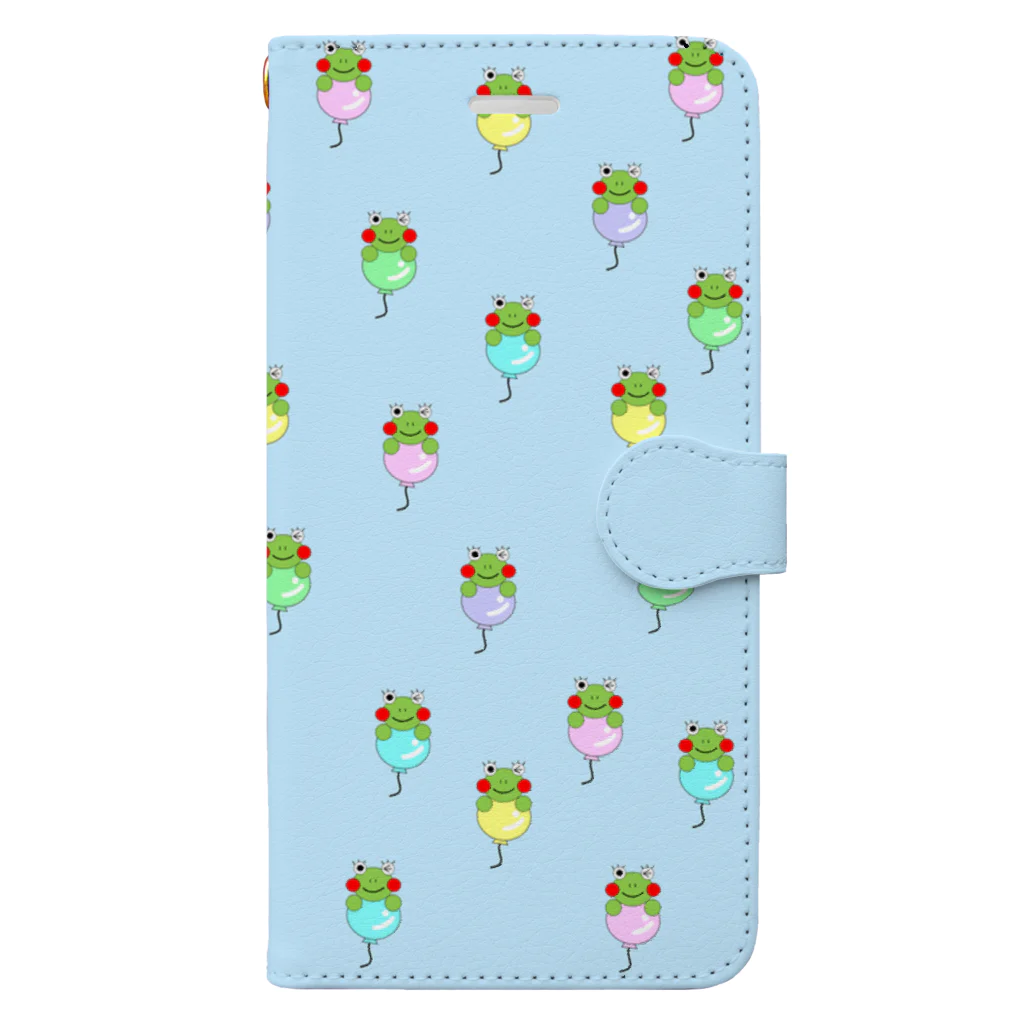 🐸かえるさんと仲間たち🐸の風船とかえるさん Book-Style Smartphone Case