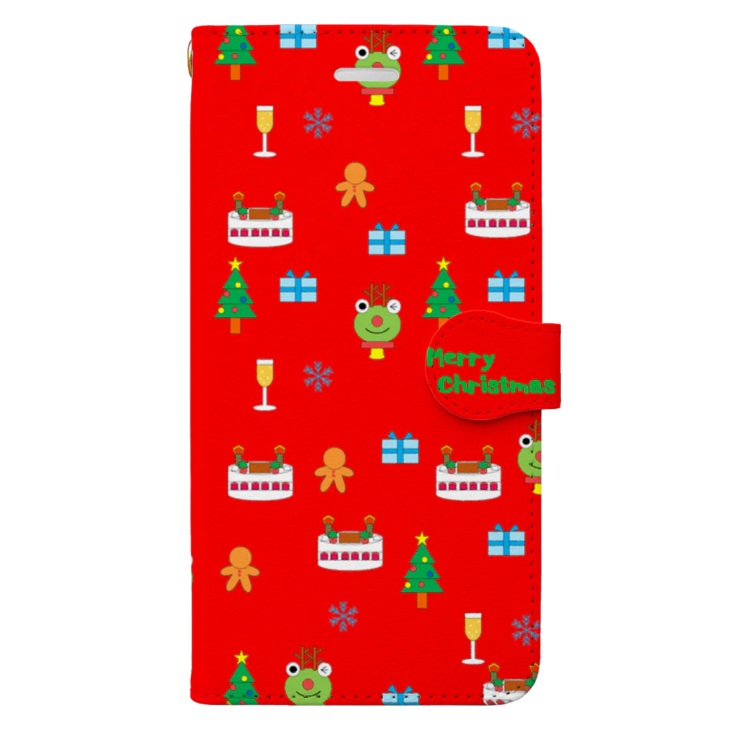 🐸かえるさんと仲間たち🐸のかえるさんのクリスマス（赤） Book-Style Smartphone Case