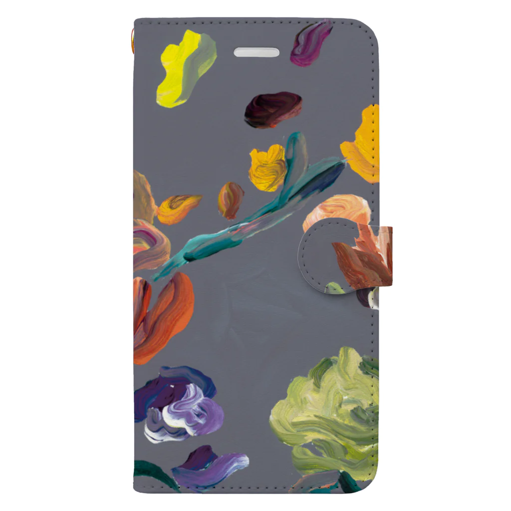 witnessのgray back flowers Book-Style Smartphone Case