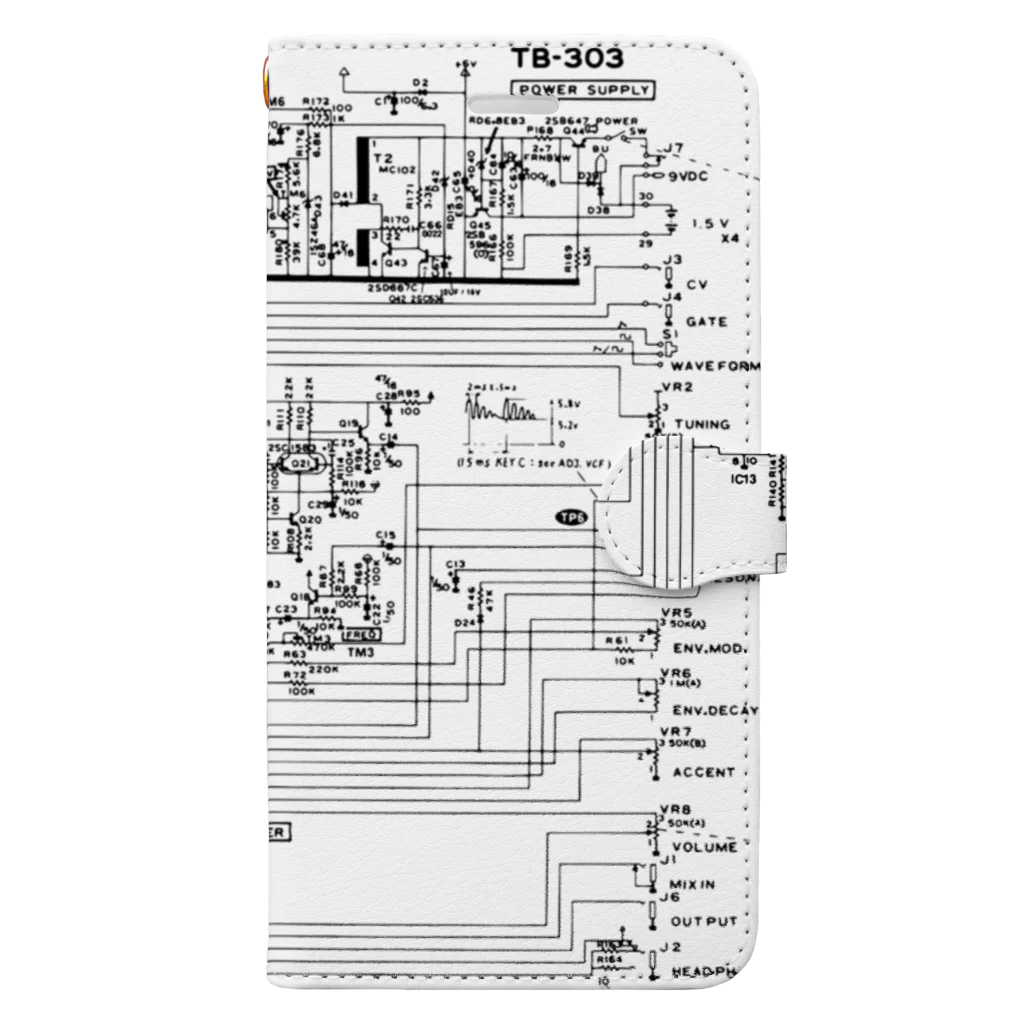 metao dzn【メタヲデザイン】のTB-303 回路図 手帳型スマホケース