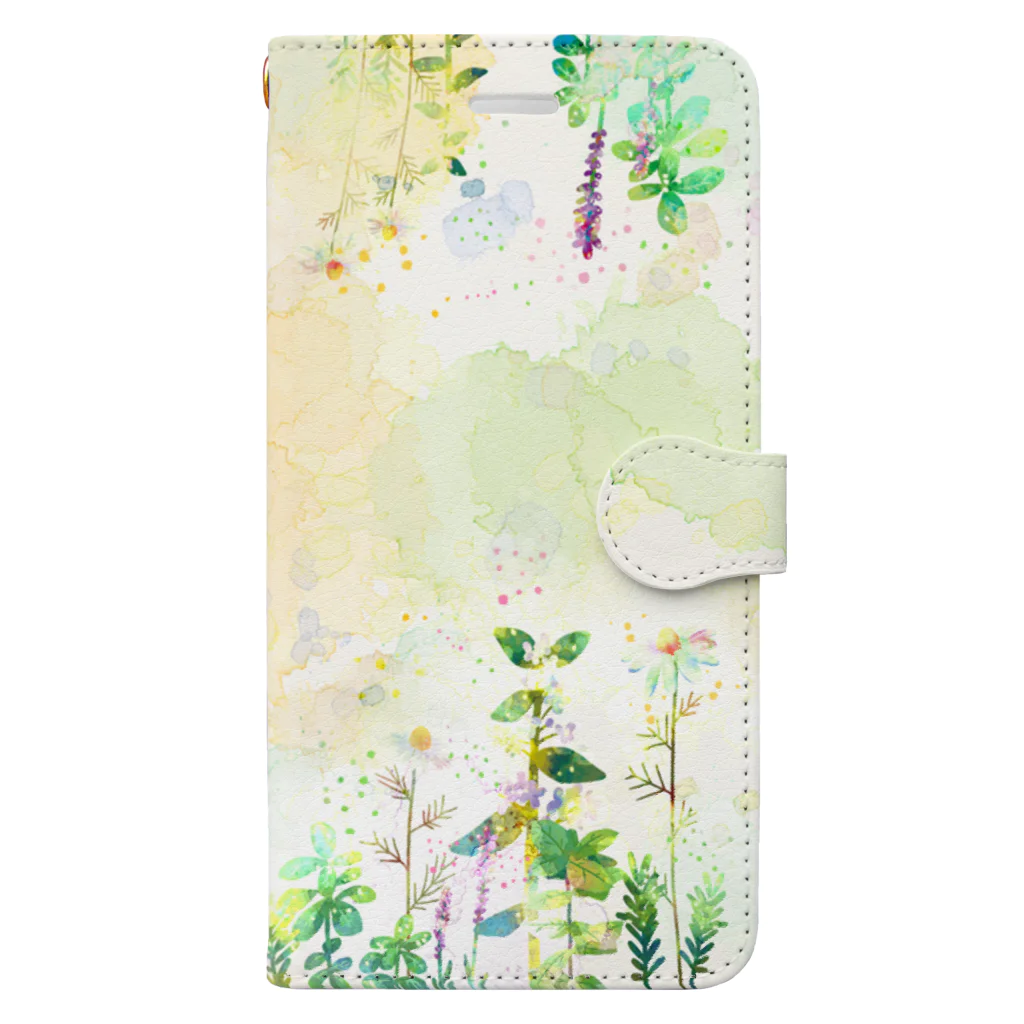 ちょっといっぷく。の水彩調ハーブとわんわん Book-Style Smartphone Case