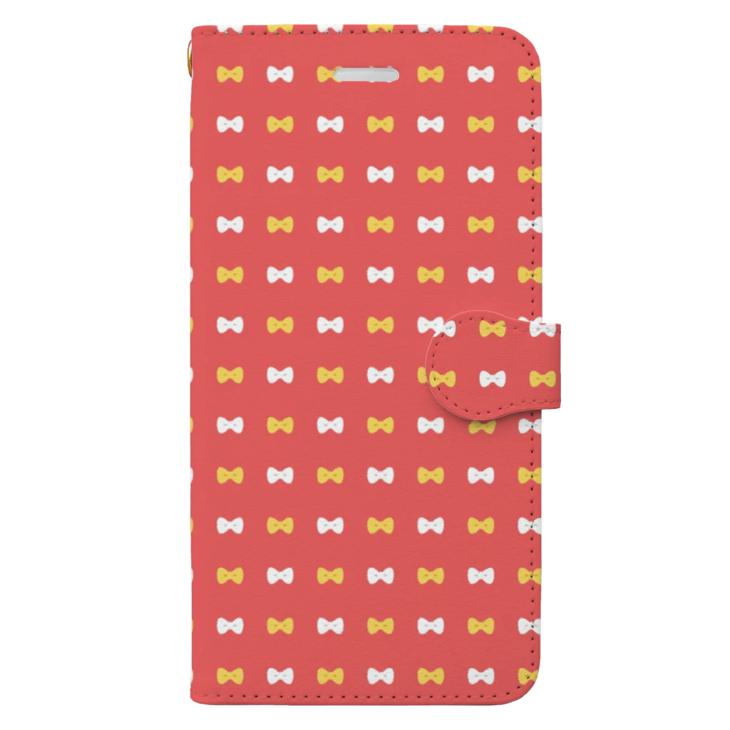 パグとミニブタの母のリボン Book-Style Smartphone Case
