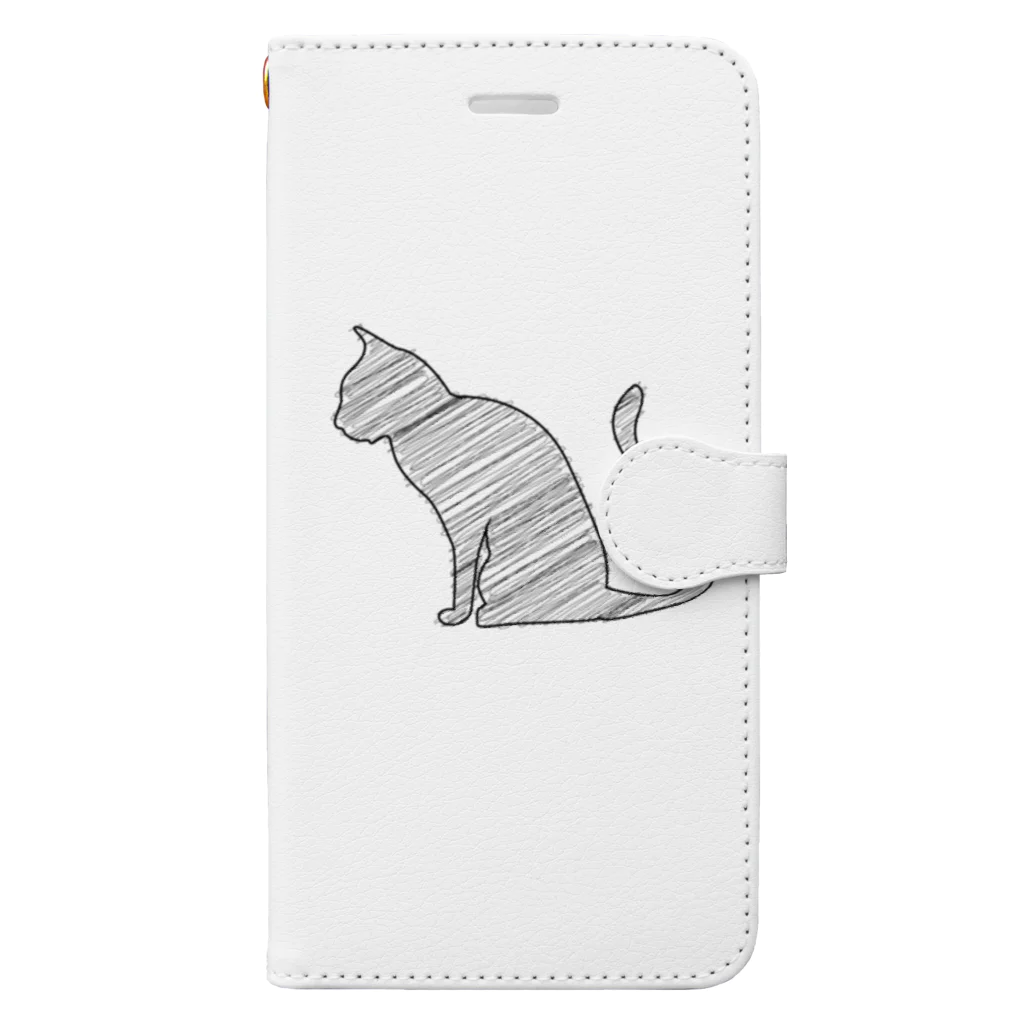 chicodeza by suzuriの線の猫 Book-Style Smartphone Case