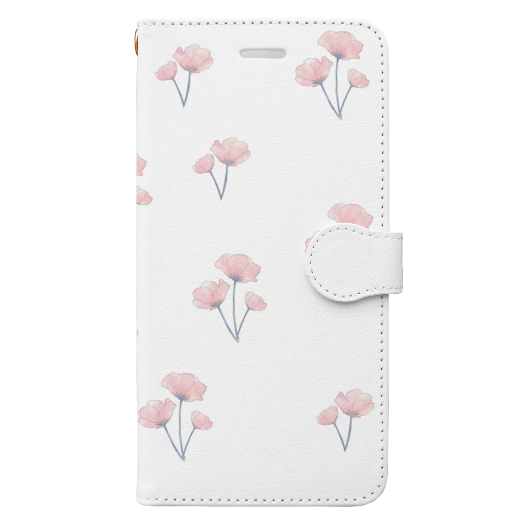 kuroki  miyaの清楚な水彩ピンクの花柄 Book-Style Smartphone Case