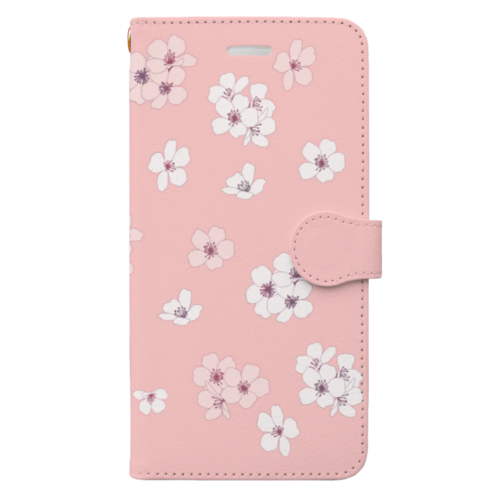 kuroki  miyaのシンプルピンク桜 手帳型スマホケース