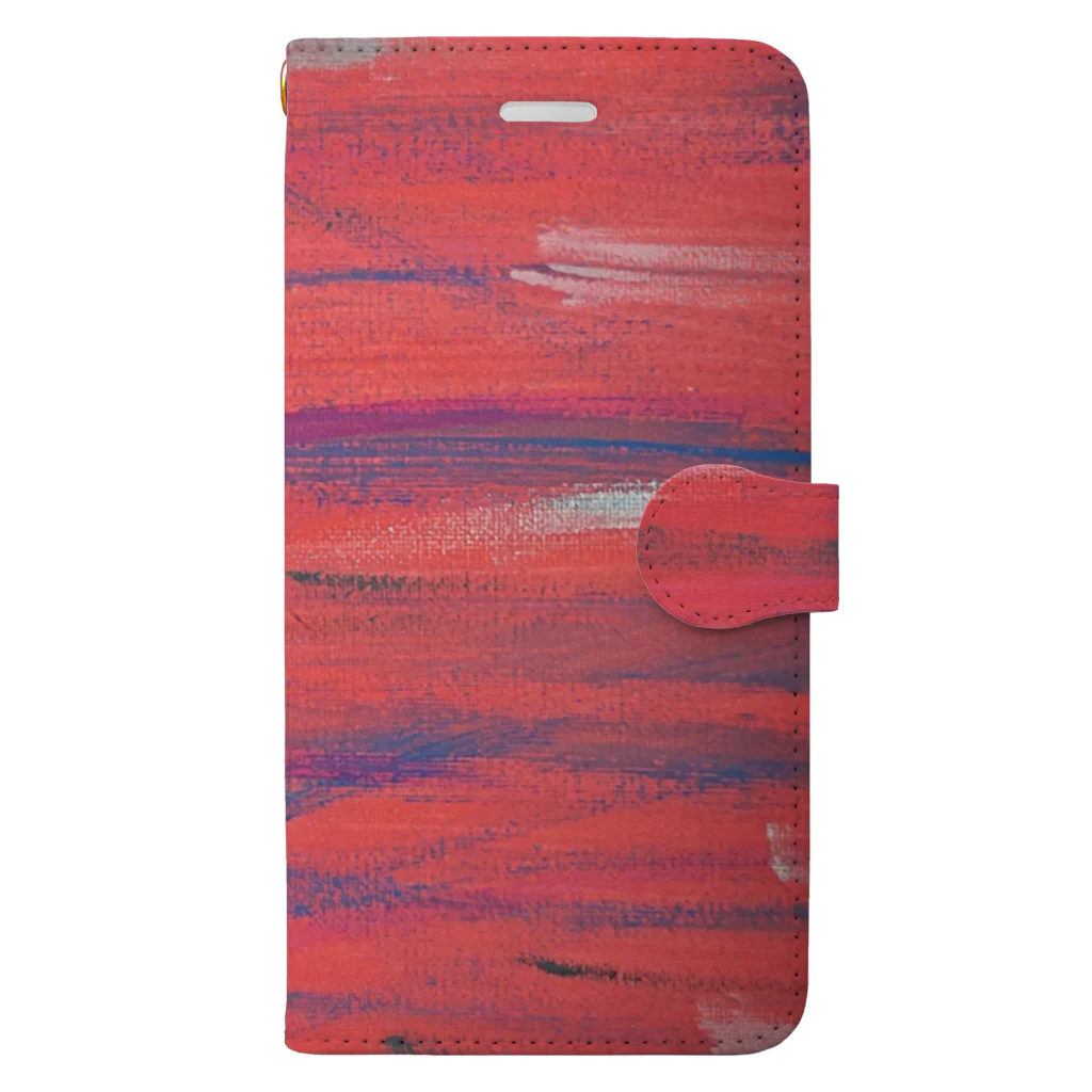 アトリエ葱のアクリル絵（赤ピンク Book-Style Smartphone Case