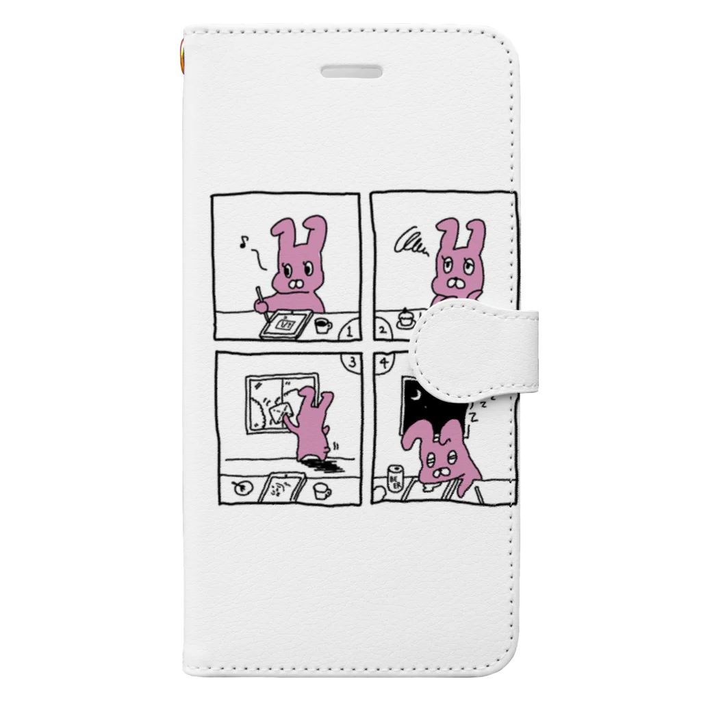 yukikopterの新宿で考え中な ウサギ 4コママンガ Book-Style Smartphone Case