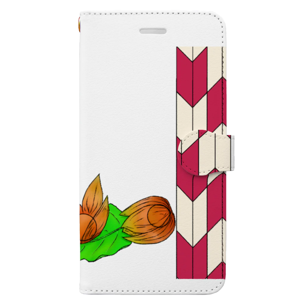Lily bird（リリーバード）の矢がすりフレーム ホオズキ Book-Style Smartphone Case