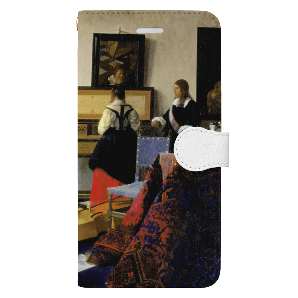 Art Baseの音楽の稽古 / フェルメール (Lady at the Virginal with a Gentleman (The Music Lesson) 1665) Book-Style Smartphone Case