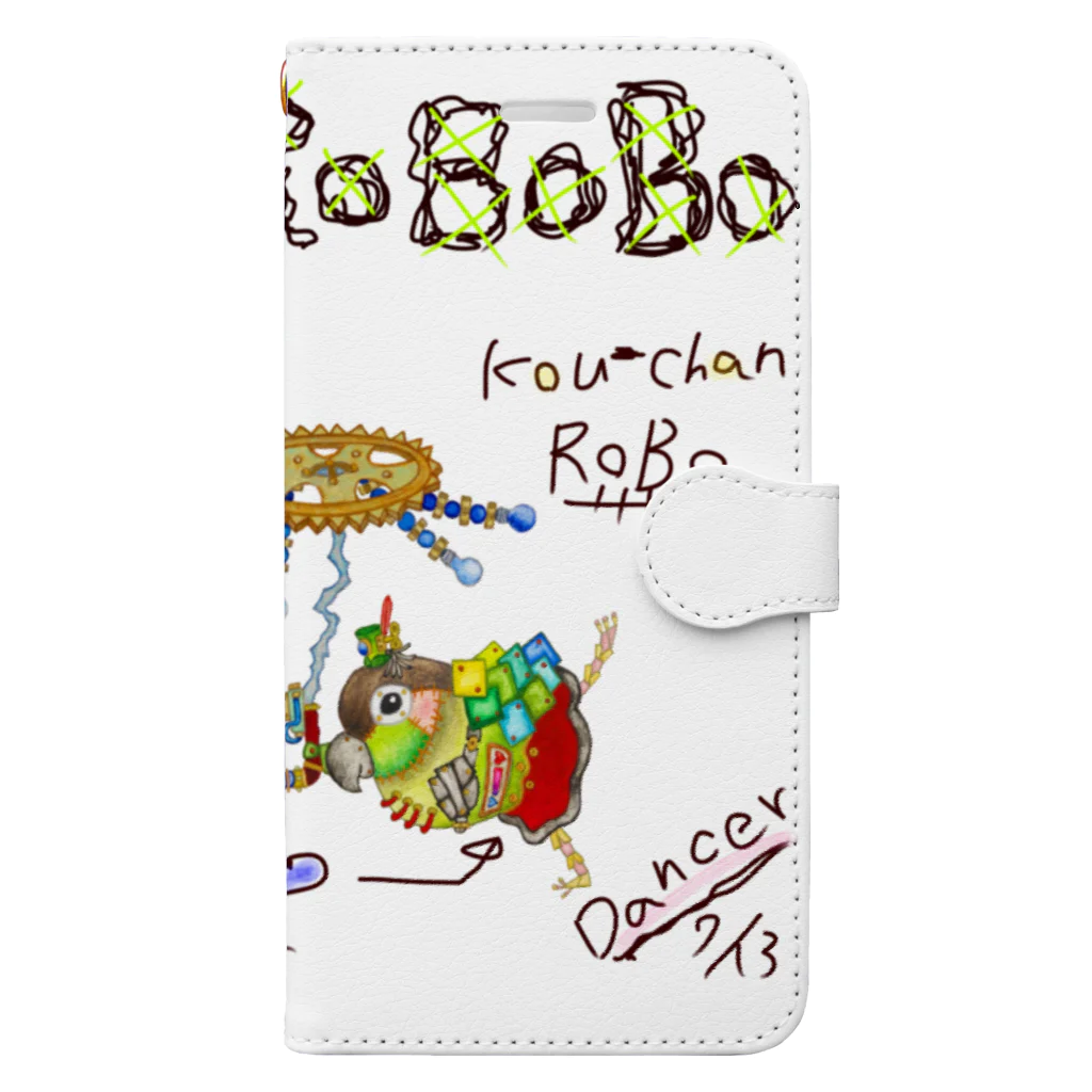 ねこぜや のROBOBO ウロコインコ「コウちゃんロボ」 手帳型スマホケース